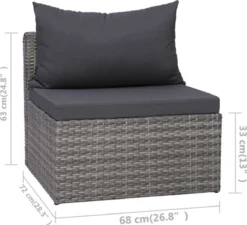VidaXL 3-delige Loungeset Met Kussens Poly Rattan Grijs -Tuinmeubelen 1200x1095 1