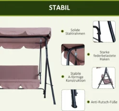 Outsunny Hollywoodschommel 3-zits Tuinschommel Schommelbank Met Dak 3 Kleuren 84A-054 -Tuinmeubelen 1200x1113 2