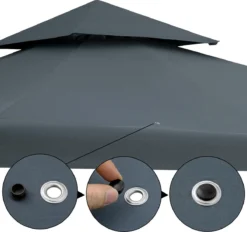 Casaria Paviljoen Lorca 3x3m - UV-bescherming 50+ Metaal - Antraciet -Tuinmeubelen 1200x1127