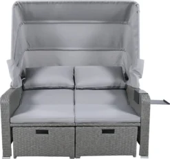 Polyrattan Patio Rieten Meubels Set Voor 2 Personen-Outdoor Rattan Sofa Set Met Intrekbare Luifel-lounge Bank-PE Rotan Loveseat Voor Achtertuin Veranda Tuin Zwembad Balkon-grijs -Tuinmeubelen 1200x1128 3