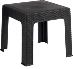 Rotan Bijzettafeltje/plantenverhoger Antraciet Grijs 47 X 47 X 42 Cm Voor Binnen/buiten