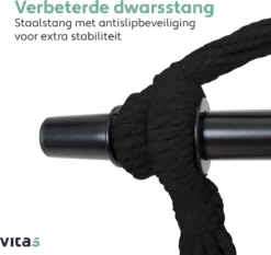 Vita5 XXL Hangstoel - Binnen&Buiten Hangnest - Incl. 2 Kussens En Boekenvak - Volwassenen&Kinderen - Hangmatstoel Tot 225kg - Zwart -Tuinmeubelen 1200x1134 3