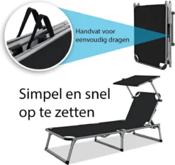 Sens Design Zonnebed - Ligbed Inklapbaar Met Zonneklep - Zwart 9 Sens Design Zonnebed - Ligbed Inklapbaar Met Zonneklep - Zwart -Tuinmeubelen 1200x1134 5