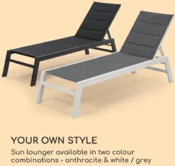 Blumfeldt Renazzo Lounge Ligstoel - Ligbed Voor De Tuin - Aluminium Tuinstoel - 6 Standen - Waterafstotend - Bekleding Van 70 % Pvc En 30 % Polyetheen - Grijs -Tuinmeubelen 1200x1137 6