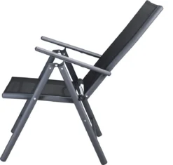 Tuinset 4 + 1 Klapstoelen Tuintafel – Aluminium 80x80cm - Grijs -Tuinmeubelen 1200x1140