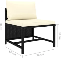 VidaXL 4-delige Loungeset Met Kussens Poly Rattan Zwart -Tuinmeubelen 1200x1141 1
