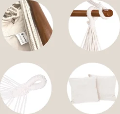 Springos Hangstoel | Binnen & Buiten | Met 2 Kussens | Boekenvak | Ook Voor Kinderen | Belastbaar Tot 150 Kg | Wit -Tuinmeubelen 1200x1143 6