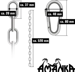 2x 50cm Hangende Stoelketting Tot 230kg - 4 Karabiners - Schommel Hangmat Bokszak Ophanging -Tuinmeubelen 1200x1145 1