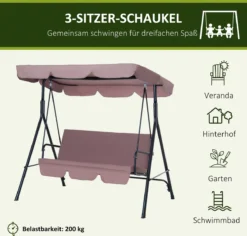 Outsunny Hollywoodschommel 3-zits Tuinschommel Schommelbank Met Dak 3 Kleuren 84A-054 -Tuinmeubelen 1200x1147 1