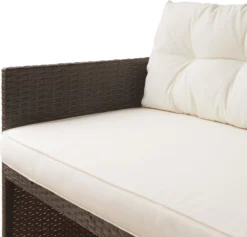 Teamson Home 3-Delig Hoek Loungeset - Tuinmeubelen - Tuinbank - Omvat Tafel En Kussens - Rotan - Bruin/Wit -Tuinmeubelen 1200x1150 3