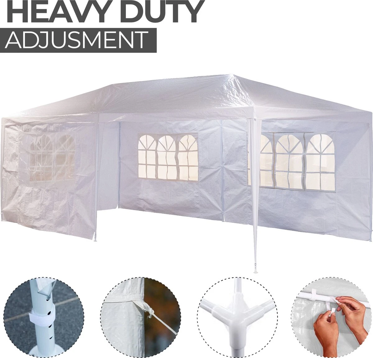 MaxxGarden Partytent - Paviljoen - 300 X 600 X 250 Cm - Met Zijwanden - Waterdicht Pro - 32mm Buizen – Wit 5 MaxxGarden Partytent - Paviljoen - 300 X 600 X 250 Cm - Met Zijwanden - Waterdicht Pro - 32mm Buizen – Wit - Afbeelding 5