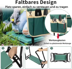 Uten - Kniebankje Tuin - Knie Steun - Tuinkruk Inklapbaar - Kniesteun Tuinieren - Kniekussen - Tot 150 Kg - Groen -Tuinmeubelen 1200x1156 6