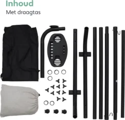 Vita5 Hangmat Met Standaard – 2 Persoons – Incl. Bekerhouder – 205kg Draaggewicht – Grijs -Tuinmeubelen 1200x1157 2