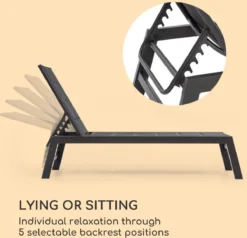 Blumfeldt Renazzo Lounge Ligstoel - Ligbed Voor De Tuin - Aluminium Tuinstoel - 6 Standen - Waterafstotend - Bekleding Van 70 % Pvc En 30 % Polyetheen - Zwart -Tuinmeubelen 1200x1157 6