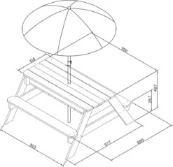 AXI Nick Zand & Water Picknicktafel In Antraciet/Bruin - Parasol Blauw/Wit - Picknick Tafel Voor Kinderen Van Hout -Tuinmeubelen 1200x1159 1