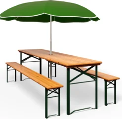 Casaria Tuinset Hout – 2 Banken 1Tafel Inklapbaar - 170x46x75cm -Tuinmeubelen 1200x1170