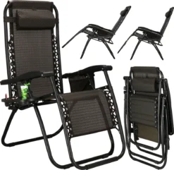 Springos Tuinstoel | Ligstoel | Opvouwbaar | Verstelbaar | Ergonomische Hoofdsteun | Bruin / Zwart -Tuinmeubelen 1200x1171 2