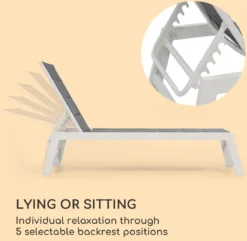 Blumfeldt Renazzo Lounge Ligstoel - Ligbed Voor De Tuin - Aluminium Tuinstoel - 6 Standen - Waterafstotend - Bekleding Van 70 % Pvc En 30 % Polyetheen - Grijs -Tuinmeubelen 1200x1171 3