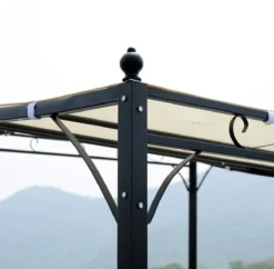 Outsunny Pergola Partytent Paviljoen Overkapping Tent Metaal Crème 297x297 Cm 84C-038 -Tuinmeubelen 1200x1175