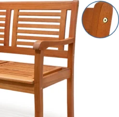 Casaria Tuinbank - FSC®-Gecertificeerd Eucalyptushout - 153cm Bruin -Tuinmeubelen 1200x1177