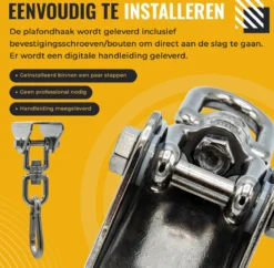 Itstrong® Plafondhaak Ophangsysteem Voor Binnen & Buiten – Ophanghaak Voor Bokszak – Schommel – Schommelstoel – Hangstoel - RVS -Tuinmeubelen 1200x1178