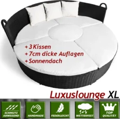 Casaria Polyrattan Zonne-Eiland Ø185cm – Incl. Kussens - Zwart Crème 26 Casaria Polyrattan Zonne-Eiland Ø185cm – Incl. Kussens - Zwart Crème -Tuinmeubelen 1200x1184 7