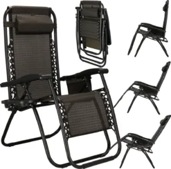 Springos Tuinstoel | Ligstoel | Opvouwbaar | Verstelbaar | Ergonomische Hoofdsteun | Bruin / Zwart -Tuinmeubelen 1200x1191 7