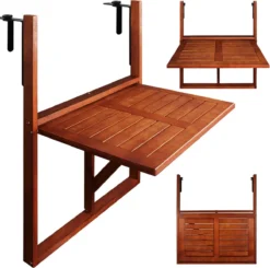 Merkloos Casaria Balkontafel - FSC®-Gecertificeerd Acaciahout – Hangend – Bruin -Tuinmeubelen 1200x1191 9