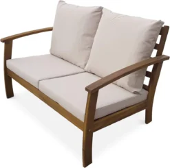 Houten Loungeset 4 Plaatsen - Ushuaïa -ecru Kussens, Bank, Fauteuils En Lage Tafel Van Acacia, Design -Tuinmeubelen 1200x1192 1