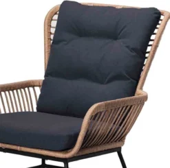 BUITEN Living Dex Wicker Loungestoel Tuin Incl. Wicker Voetenbank | Wicker + Aluminium | Bamboe Antraciet -Tuinmeubelen 1200x1192