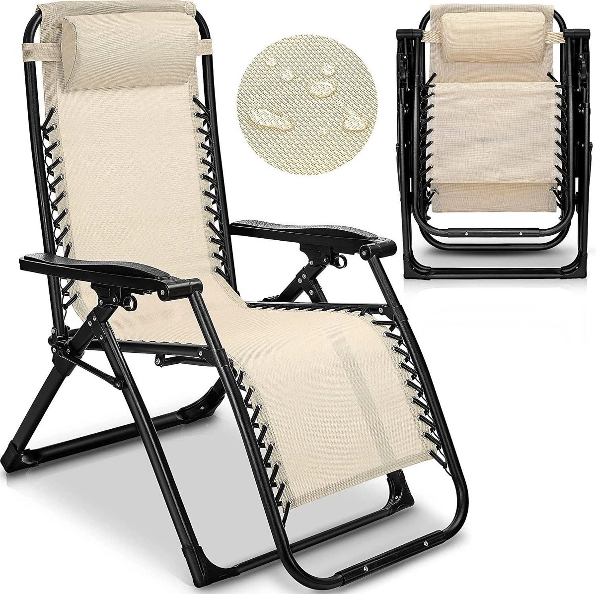 Sens Design Tuinstoel - Ligstoel Tuin - Beige 1 Sens Design Tuinstoel - Ligstoel Tuin - Beige