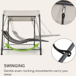 Blumfeldt Palermo Schommelbank - Hollywoodschommel 130 X 207 Cm - Ligbed Met Dak - Schommelstoel Voor 2 Personen - Tuinbank Inclusief Nekkussens - Stalen Frame En Polyester Dak - Grijs -Tuinmeubelen 1200x1197 18