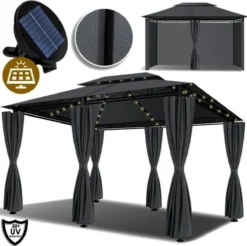 El Jardin - Partytent - 4x3 - Waterdicht Dak - Wanden - Solar - Antraciet Paviljoen -Tuinmeubelen 1200x1197 2