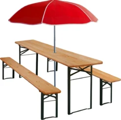 Casaria Tuinset Hout – 2 Banken 1Tafel Inklapbaar - 170x46x75cm -Tuinmeubelen 1200x1197 6