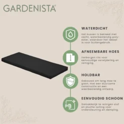 Gardenista Tuinbankkussen - Patio Meubilair Buiten 3-zitter BankKussen Voor Tuin -tuinkussen Voor Tuin Bank - Zachte En Lichtgewicht Waterbestendig Materiaal - 140cm X 47cm -Tuinmeubelen 1200x1198 20
