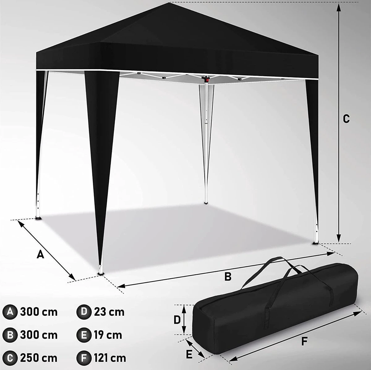 Sens Design Partytent Opvouwbaar - 3 X 3m - Zwart 3 Sens Design Partytent Opvouwbaar - 3 X 3m - Zwart - Afbeelding 3