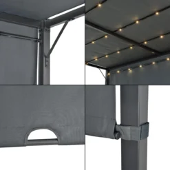 Pergola Fortaleza Tuinpaviljoen Met LED Verlichting 3x3 M Donkergrijs -Tuinmeubelen 1200x1200 10