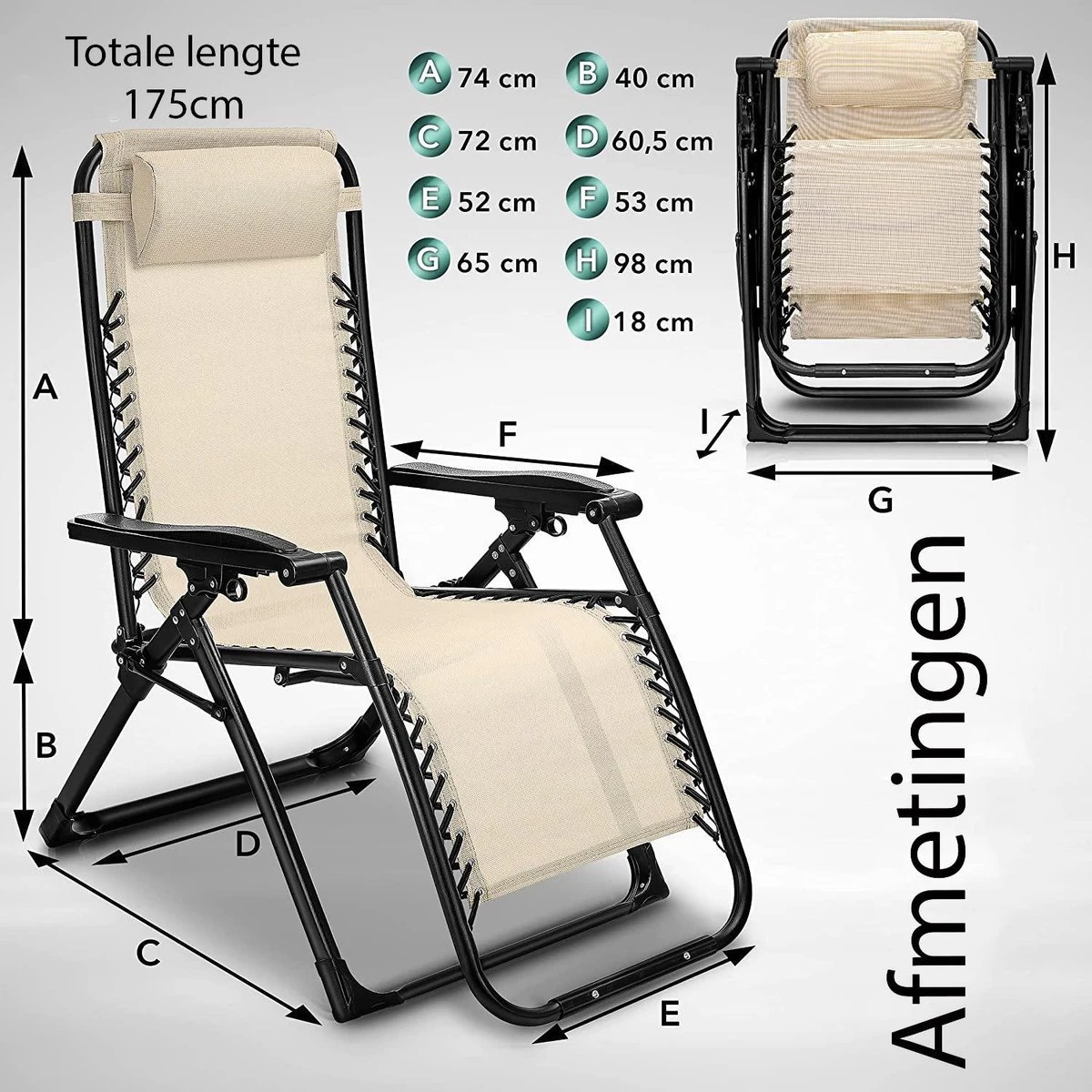 Sens Design Tuinstoel - Ligstoel Tuin - Beige 5 Sens Design Tuinstoel - Ligstoel Tuin - Beige - Afbeelding 5