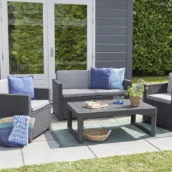 Allibert Lyon Tuintafel - 116x71,5x66/40 Cm - Grafiet -Tuinmeubelen 1200x1200 1012