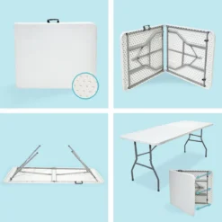 LifeGoods Klaptafel - Inklapbaar - 70x180cm - Verstelbare Vouwtafel - Weerbestendig - Wit -Tuinmeubelen 1200x1200 1026