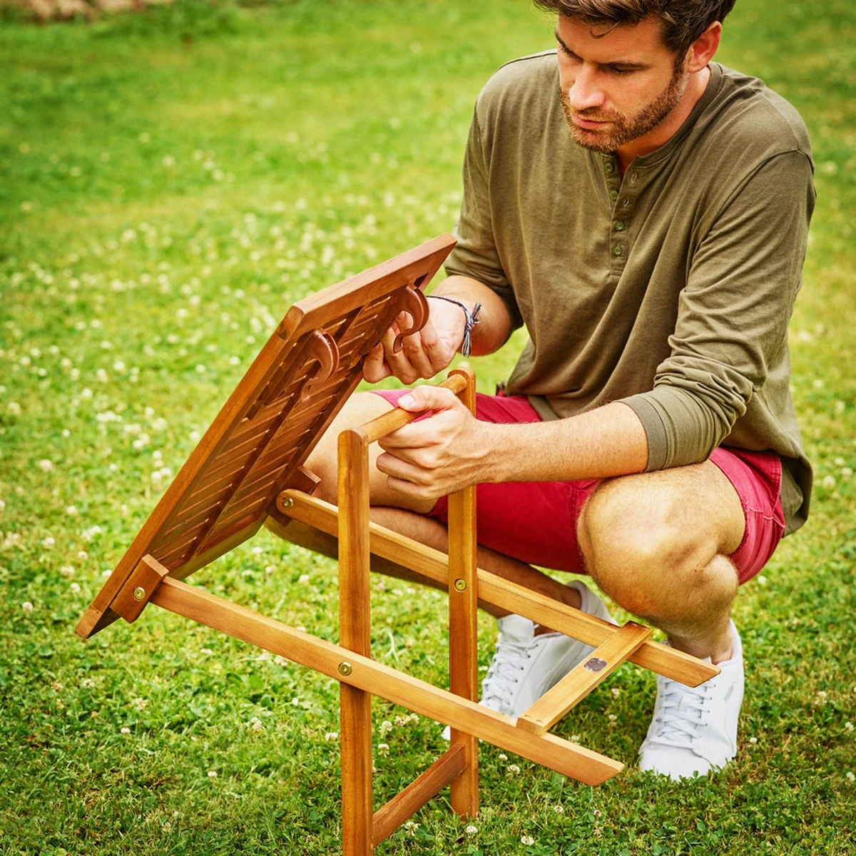 Merkloos EezyLife Houten Bijzettafel - 46x46x46cm - Acacia Hout - Tuintafel 7 Merkloos EezyLife Houten Bijzettafel - 46x46x46cm - Acacia Hout - Tuintafel - Afbeelding 7