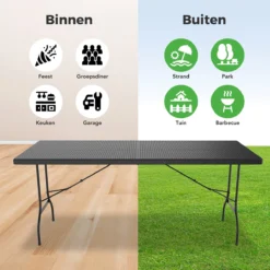 LifeGoods Klaptafel - Inklapbaar - 180 Cm - 6 Tot 8 Personen - Zwart -Tuinmeubelen 1200x1200 1063