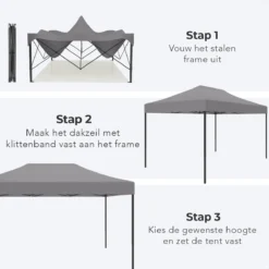 LifeGoods Partytent - 3x4.5 M - Zijwanden - Easy Up - Opvouwbaar - Waterdicht - Draagtas Met Wieltjes - Donkergrijs -Tuinmeubelen 1200x1200 108