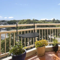 Relaxdays Balkontafel Inklapbaar, Balkon Tafel Rotan, Hangtafel Reling - Zwart -Tuinmeubelen 1200x1200 1095