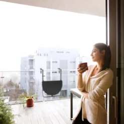 Relaxdays Balkontafel Inklapbaar, Balkon Tafel Rotan, Hangtafel Reling - Zwart -Tuinmeubelen 1200x1200 1096