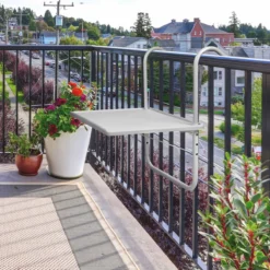 Luxe Inklapbare Balkontafel – 52 X 40 X 56cm – Wit – Hangend – Balkonbar – Balkontafels – Balkontafeltje – Hangtafel Balkon – Balcony Table – Voor Aan Het Balkon – Ophangbaar – Opklapbaar – Tafel – Inklapbaar – Buiten – Tafeltje – Klaptafel -Tuinmeubelen 1200x1200 1103