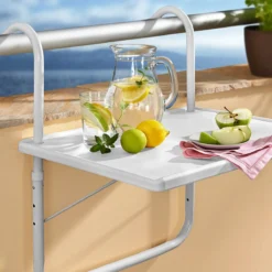 Luxe Inklapbare Balkontafel – 52 X 40 X 56cm – Wit – Hangend – Balkonbar – Balkontafels – Balkontafeltje – Hangtafel Balkon – Balcony Table – Voor Aan Het Balkon – Ophangbaar – Opklapbaar – Tafel – Inklapbaar – Buiten – Tafeltje – Klaptafel -Tuinmeubelen 1200x1200 1105
