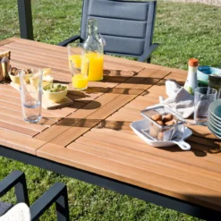 NATERIAL - Uitschuifbare Tuintafel ORIS - Uitschuifbare Tafel Voor 6 Tot 8 Personen - 180-240x100 Cm - Aluminium - Hout Eucalyptus -Tuinmeubelen 1200x1200 1112