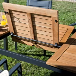 NATERIAL - Uitschuifbare Tuintafel ORIS - Uitschuifbare Tafel Voor 6 Tot 8 Personen - 180-240x100 Cm - Aluminium - Hout Eucalyptus -Tuinmeubelen 1200x1200 1114