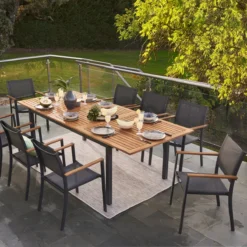 NATERIAL - Uitschuifbare Tuintafel ORIS - Uitschuifbare Tafel Voor 6 Tot 8 Personen - 180-240x100 Cm - Aluminium - Hout Eucalyptus -Tuinmeubelen 1200x1200 1115
